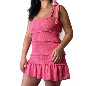 VICI Sonja Pink Smocked FlorL Mini Dress Size Medium